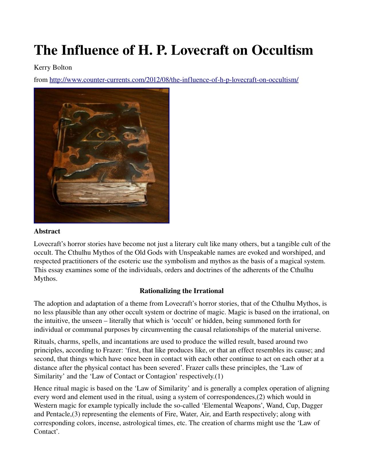 Kerry Bolton Lovecraft Occultism